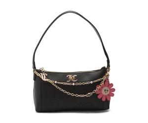 Juicy Couture Pretty Pop Shoulder Bag Chain Strap Charm Accent Small Handbag, Liquorice Black