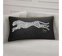 Juicy Couture Rectangle 1-Piece Living Room and Bedroom Décor, Decorative Accent, Premium Reversible Throw Pillow, 14"x24", Cheetah Black