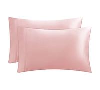 Juicy Couture Satin Pillowcase for Hair and Skin, Pink Standard Size Pillowcase Set of 2 - Silky Satin Cooling Pillow Covers with Envelope Closure