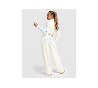 JUICY COUTURE Script Velour Wide Track Pants - White - Womens XS