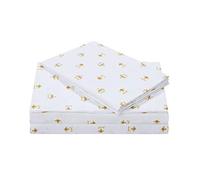 Juicy Couture - Sheet Set | Queen Bee Design Bed Sheets| Twin Size Bedding | 3 Piece Set Fitted Sheet, Flat Sheet and Pillowcase | Deep Pockets, Wrinkle Resistant and Anti Pilling | White and Gold