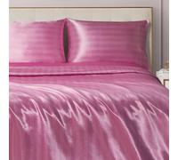 Juicy Couture Silky Satin Damask Sheet Set - Luxury Pink Bedding - Smooth Striped Sheets - Twin XL Size
