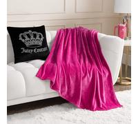 Juicy Couture Solid Plush 50"X70" Throw Blanket, Hot Pink - Soft, Cozy, and Designed for Effortless Glam