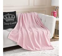 Juicy Couture Solid Plush 50"X70" Throw Blanket, Pink Marshmallow - Soft, Cozy, and Designed for Effortless Glam