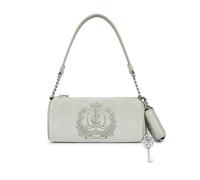 Juicy Couture Sparkle Royal Shoulder Bag, Velour, with Mini Pouch, Zip Closure, Chain Strap, Frosty Green, 9.5 Inches W X 4.5 Inches H, Shoulder Bag