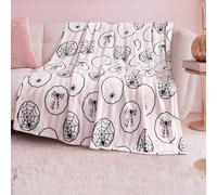 Juicy Couture Spider Stripe Halloween Plush Throw Blanket, Light Pink, 50"x60"