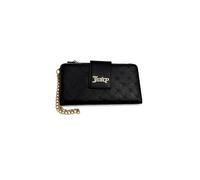 Juicy Couture Sprinkle Of Juicy Bifold Wallet with Rhinestone Logo Accent & Chain Wristlet Strap, Embossed Zip Around Wallet for Women, 8x4 in, Liquorice Black, 8x4 in, Luxury