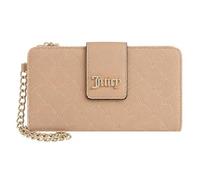 Juicy Couture Sprinkle Of Juicy Bifold Wallet with Rhinestone Logo Accent & Chain Wristlet Strap, Embossed Zip Around Wallet for Women, 8x4 in, Buff Beige, Luxury
