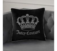 Juicy Couture Square 1-Piece Living Room and Bedroom Décor, Premium Throw Pillow, 20"x20", Black Rhinestone Crown
