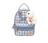 Juicy Couture Study in Style with Scottie Backpack, 11" H x 8" W x 4" D, with Plush Bear Keychain, Dusty Blue, One Size, Modern