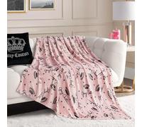 Juicy Couture - Throw Blanket | Crown Royal | Plush and Cozy | Decorative Blankets for Sofas, Chairs and Beds| Luxurious and Soft | Chic Home Decor | Measures 50" x 70" | Blush/Grey