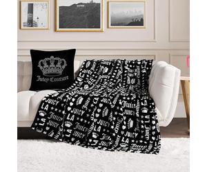 Juicy Couture - Throw Blanket | Crown Royal | Plush and Cozy | Decorative Blankets for Sofas, Chairs and Beds| Luxurious and Soft | Chic Home Decor | Measures 50" x 70" | Black/White