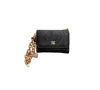 Juicy Couture Top Notch Double Sided Trifold Wallet with Charms, 5.5" W x 3.75" H x 1" D, Liquorice, 5.5" W x 3.75" H x 1" D, Trifold
