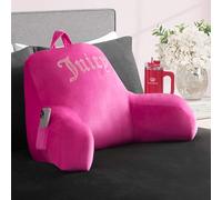 Juicy Couture Velour Backrest Pillow with Rhinestone Juicy Logo - 30"x17", Hot Pink Supportive Bed Rest Pillow for Reading, Gaming, or Relaxing