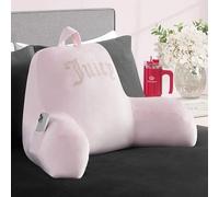 Juicy Couture Velour Backrest Pillow with Rhinestone Juicy Logo - 30"x17", Light Pink Supportive Bed Rest Pillow for Reading, Gaming, or Relaxing