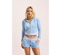 Juicy Couture VELOUR CROPPED STRIPE HOODIE Powder Blue