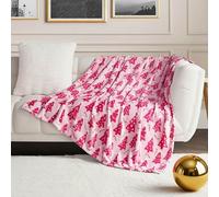 Juicy Couture Winter Snow Trees Plush 50"X70" Throw Blanket, Pink