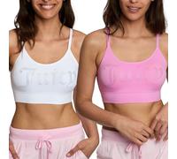JUICY COUTURE Women's 2 Pack Seamless Comfort Lounge Wirefree Bralette, Pink Please/White, L