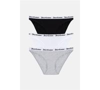 Juicy Couture Women's 3 Pack Cotton Brief With Branded Jacquard Elastic Multi- Black/Grey Marl/White | Size: Medium Juicy Couture Multicolor M
