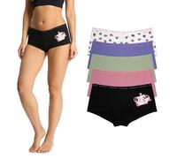 Juicy Couture Women's 5 Pack Cotton Underwear Set, Black/Peri Violet/Aqua Glass/Love Stone/Jc Crown, L
