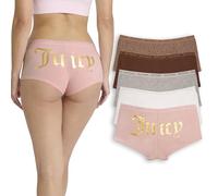 Juicy Couture Women's 5 Pack Cotton Underwear Set, Lola Pink/White/Lt Heather Grey/Brandy/Jc Leo, M