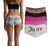 Juicy Couture Women's 5 Pack Cotton Underwear Set, Lt Heather Grey/Hot Pink/Fab Fuchsia/Black/Old Eng Leo, M