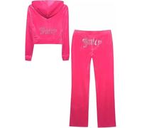 Juicy Couture Women's Bling Velour Tracksuit, Pink Party, Medium