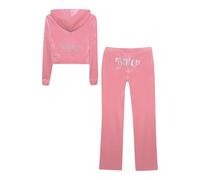 Juicy Couture Women's Bling Velour Tracksuit, Rose, XL