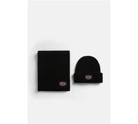 Juicy Couture Women's Boxed Chunky Knit Beanie & Scarf Set With Dog Crest Woven Badge Branding Black Juicy Couture Black