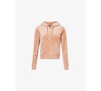 Juicy Couture Womens Cafe Au Lait Robertson Logo-embroidered Velour Hoody Xs