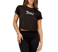 Juicy Couture Women's Cap Sleeve Crop Top Shirts - Athletic Workout, Gym, Yoga & Everyday Activewear (Plus), Solid Black Beauty, M