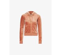 Juicy Couture Womens Copper Brown Robertson Logo-embroidered Velour Hoody L