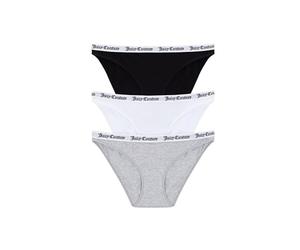 Juicy Couture Women's Diddy Cotton Brief 3-Pack Multipack-Unterwäsche Pack für Sport Freizeit Fitness aus Baumwolle in Versch. Farben Underwear, Multi-Black/Grey Marl/White, S
