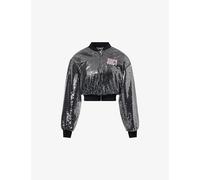 Juicy Couture Womens Juicy Couture Juicy Cropped Sequin-Embellished Bomber Jacket Black XS