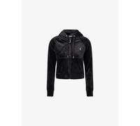 Juicy Couture Womens Juicy Couture Rhinestone-Logo Zip-Up Velour Hoody Black L