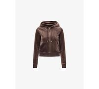 Juicy Couture Womens Juicy Couture Robertson Logo-Embroidered Velour Hoody Java M
