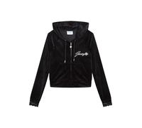 Juicy Couture Women's Lace Madison Hoodie Kapuzensweatjacke, Sweatjacke Mit Kapuze Und Reißverschluss Aus Velour in Verschiedenen Farben Hooded Sweatshirt, Black, M