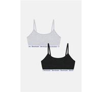 Juicy Couture Women's Ren Cotton Bralet 2 pack Black, Silver Marl in Black | Size: Small Juicy Couture Black S