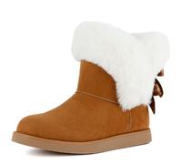 Juicy Couture Women's Slip On Winter Snow Boots Warm & Insulated Fur Lining Comfortable Fashion Booties, Chestnut, 7 UK