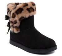 Juicy Couture Women's Slip On Winter Snow Boots Warm & Insulated Fur Lining Comfortable Fashion Booties, Leopard, 5.5 UK