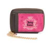 Juicy Couture Women's Square Zip Around Wallet with Wrist Strap, Heritage Raspberry Tart, 4.5in W x 3.5in H, Square Zip