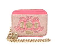 Juicy Couture Women's Square Zip Around Wallet with Wrist Strap, Lovers Club Pink Diamond