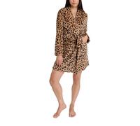 Juicy Couture Women's Super Soft Luxe Plush Shawl Collar Robe, Large Leopard, S-M