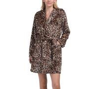 Juicy Couture Women's Super Soft Luxe Plush Shawl Collar Robe, Leopard, S-M