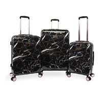 Juicy Couture Women's Vivian 3 Piece Hardside Spinner Luggage Set, Black Marble Web, One Size