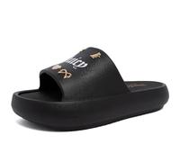 Juicy Couture Women's Y2K Charm Platform Slide Sandals - Lightweight Cushioned Summer Wedge Slides, Whataride Black Size 8