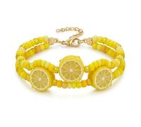 Juicy fruit charms Mood bracelet Fun Friendship Summer Vibes colorful bracelets Thin Beaded adjustable hawaiian beach bracelets for women, S, Acrylic, no gemstone