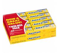 JUICY FRUIT Original Bubble Gum Chewing Gum Bulk Pack, 5 Stick (Pack of 40)