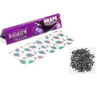 Juicy Jays King Size Slim FRUITY Flavoured Rolling Papers mix & match (10, grape + 2 SINGLE KSP FLINTS)
