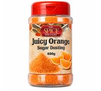 Juicy Orange Sugar Dusting 400g - Coffee Topping for Hot Chocolate, Latte, Cappuccino, Cupcake Sprinkles, Popcorn Seasoning, Baking Decoration - by The Spice Specialist